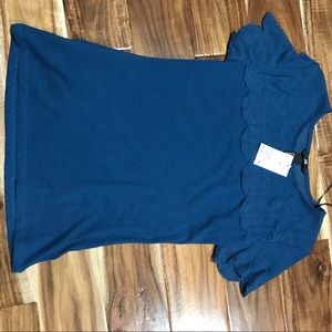 H&M short sleeve lace detail shirt